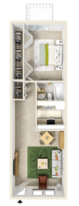 One Bedroom B / One Bath - 750 Sq. Ft.*